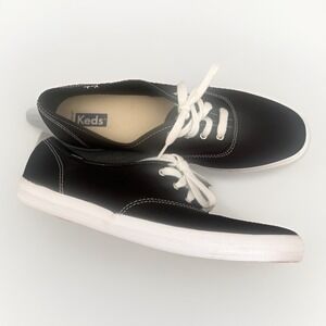 Keds Champion Original Canvas Lace Up Sneaker Black Women 9.5 Preppy Casual EUC